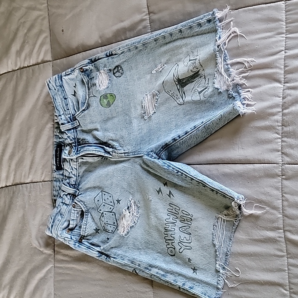 Men's Aeropostale Loose Fit Jean Shorts, Light Denim Blue Graphic, Size 31